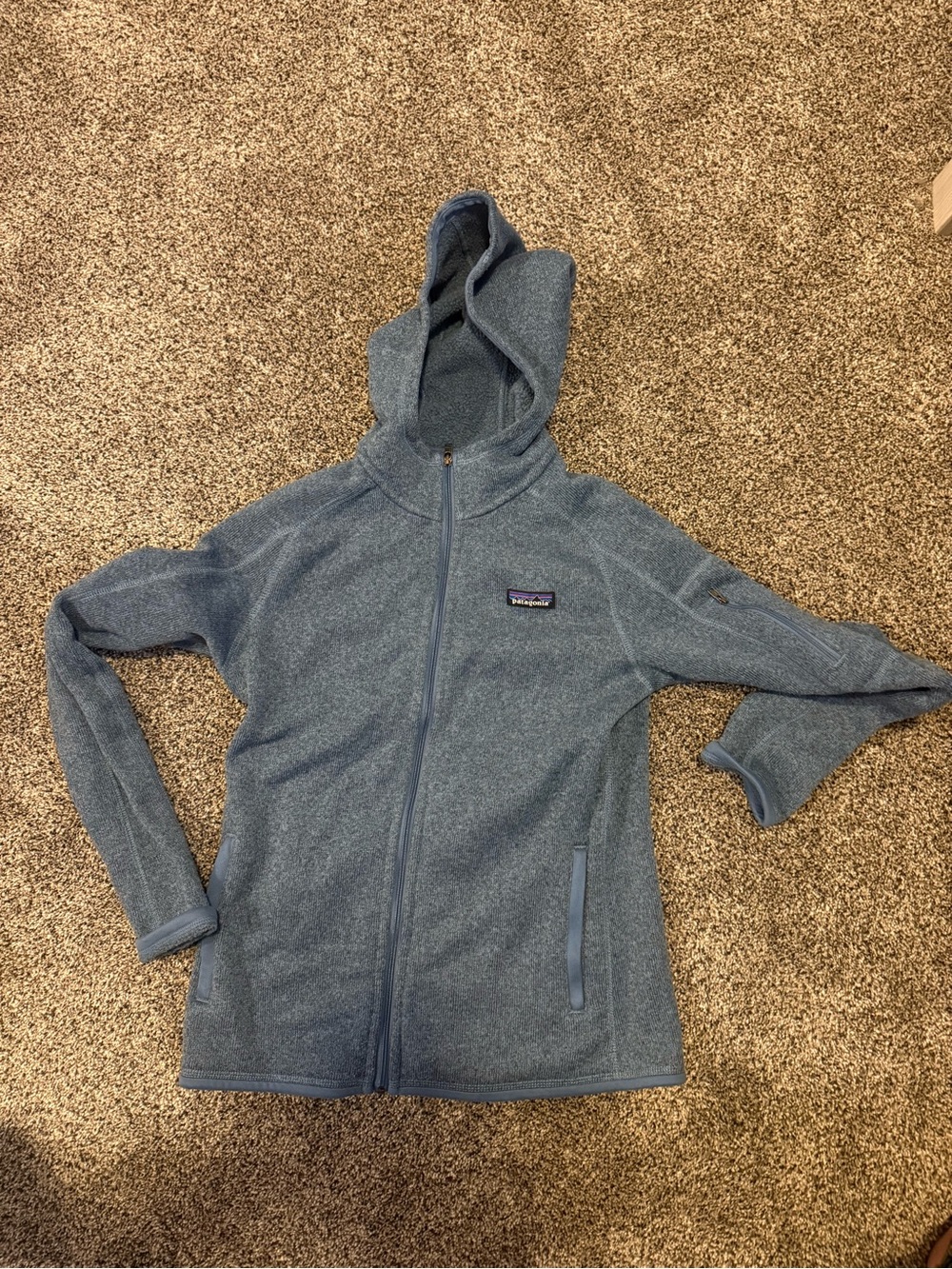 Patagonia Women's Heathered Slate Blue Full-Zip Hooded Fleece Jacket